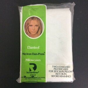 Dantrel No Iron Muslin Standard Pillowcases 20x26 White Vtg 60s New Old Stock